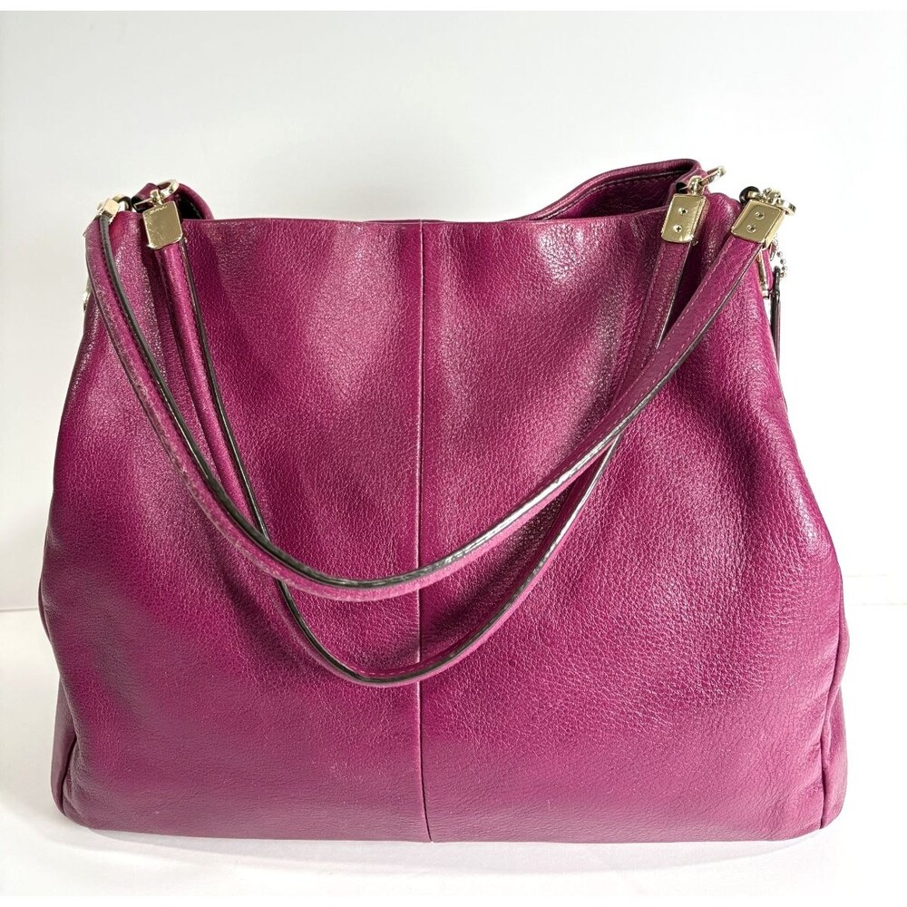 Coach Madison Phoebe Hot Pink Fuchsia Pebbled Leather Purse Bag - Picture 12 of 12
